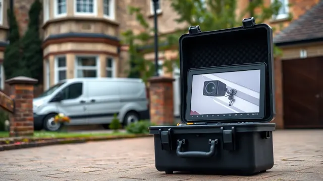CCTV drain survey equipment at a Stockport property for home buyers
